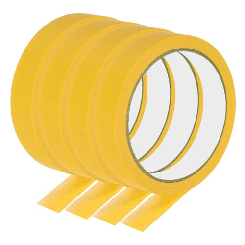 Image of PATIKIL Masking Tape 0.8 Inch Wide, 4 Roll 22 Yard Painters Tape Bulk No Residue Craft Tape for Wall Painting Labeling Car Painting Home DIY Flower Crafts Decoration, Yellow