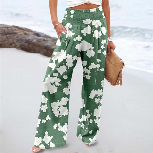 Women's Casual Wide Leg Pants High Waist Flowy Palazzo Trousers Summer Boho Beach Comfortable Loose Fit Trendy3