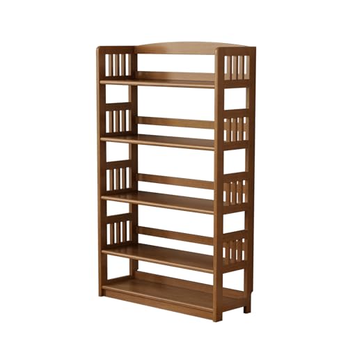 Image of AnywaysWood 5-Tier Solid Wood Open Bookcase,Modern Display Bookshelf,Farmhouse Wide Etagere Bookcase, Freestanding Storage Cabinet for Study Room Office Living Room Flower Rack
