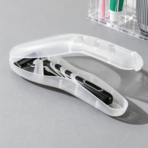 Estojo de viagem manual para barbeador, capa de caixa de plástico, protetor de aparador de barbear portátil - branco