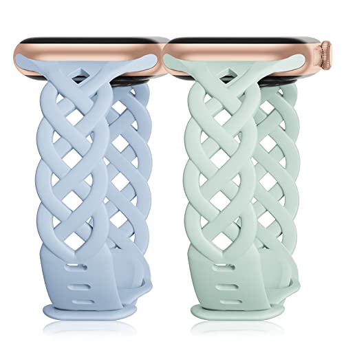 Image of Braided Silicone Bands Compatible with Apple Watch Women Slim Thin Narrow | Breathable Hollow-out Bands for iWatch Ultra 2 /3 SE 3 Series 11 /10 /9 /8 /7 /6 /5 /4 /3 /2 /1 38mm 40mm 41mm 42mm 44mm 45mm 46mm 49mm