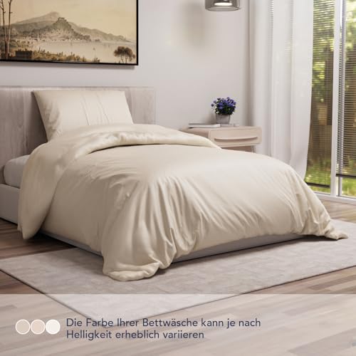 Dreamzie - Bettwäsche 140x200 + 1 Kissenbezug 65x65cm - Beige – Ansicht 3