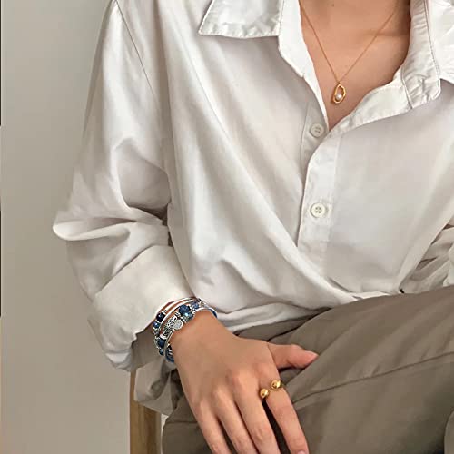 FULU AUTUMN Stackable Beaded Bracelets for Women Boho Wrap Silver Bracelet Layered Fashion Jewelry Gifts for Her - Image 4