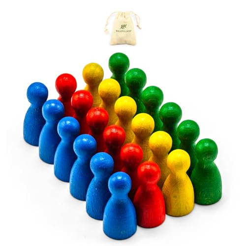 Waldfelsen® Halmakegel: 24 Halmakegel aus Buchenholz in Vier Zubehör für Brettspiele