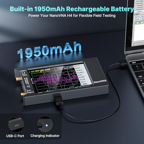 Image of AURSINC NanoVNA H4 Vector Network Analyzer, Lastest V4.4 9kHz-1.5GHz 4 inch Antenna Analyzer, with EVA Hard Shell Protective Storage Bag for Antenna Analyzer, Shockproof, Waterproof, with Carry Strap