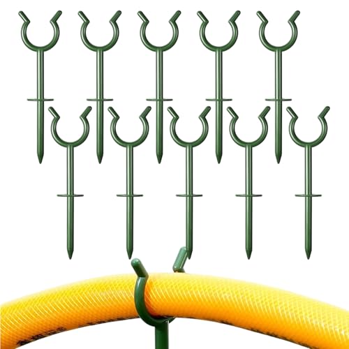 Guía de manguera de jardín – Estacas de guía de manguera de jardín verde soporte de luces navideñas – Herramienta de soporte para plantas de espiga para cama de flores, patio trasero, bordes