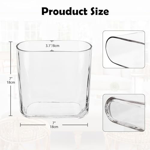 Oairse Clear Glass Vase 18CM Modern Oblong Centerpiece for Flowers - Decorative for Living Room, Dining Table, Wedding, Home and Party - Cosy Home Interiors Oairse Clear Glass Vase 18CM Modern Oblong Centerpiece for Flowers - Decorative for Living Room, Dining Table, Wedding, Home and Party - Image 2