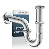 KIRCHHOFF Siphon Waschbecken PLUS, Siphon mit extra langem Abflussrohr und Tauchrohr, Universal Syphon mit Standardanschlussmaßen 1 1/4\ und 32mm, 98801120