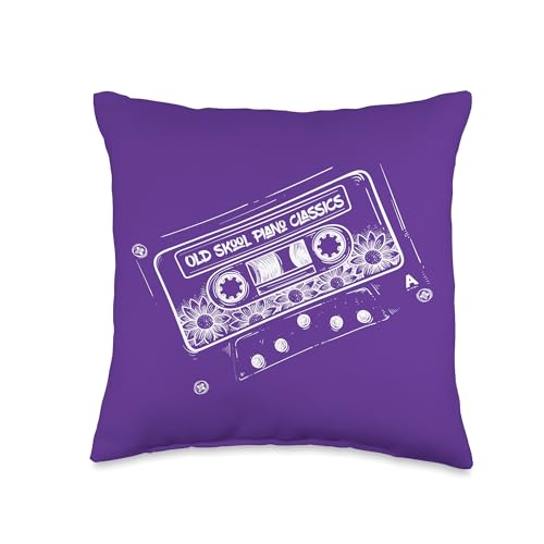Old Skool Rave Tape & Raver, Classic Piano Throw Pillow