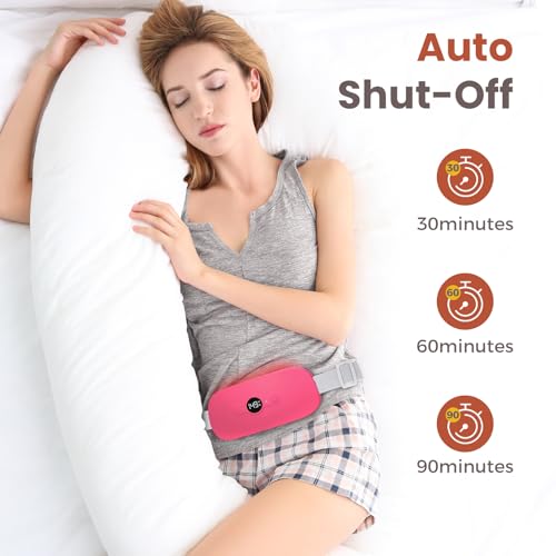 Image of NOWWISH Heating Pad for Period Cramps, Portable Electric Cordless Menstrual Heating Pad Rechargeable with 6 Heat Levels and 6 Massage Modes, Gifts for Women, Dorm Room Essentials for Girls, Red