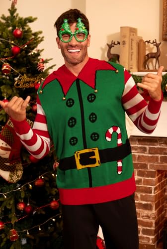 Arvilhill Mens Christmas Hooded Sweater Santa Elf Holiday Funny Knit Xmas Hoodie (S-XXL) - Image 6