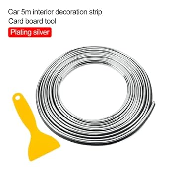 EliteAuto - Metallic Silver Chrome Interior Decoration Beading, Flexible Styling PVC Molding Trim Strip (5 Meters) Car Beading Roll for Grill and Garnish Cover