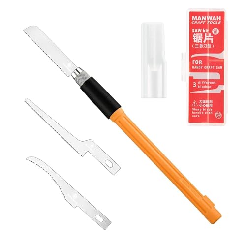 YUENTOEN Mini Hand Saw Model Tools, Modeling Knife Hacksaw Tool with 3 Pieces Craft Blades for Handcrafted, DIY models and Other Fine Cutting