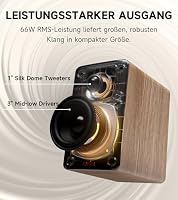 Edifier M60 Multimedia-Lautsprecher Bluetooth 5.3, 66W RMS, Hi-Res Audio & Hi-Res Wireless Audio, LDAC, 3" Mittelbass & 1" Hochtöner, USB-C & Aux-Eingänge, Kompakter Desktop Lautsprecher - Klasse Oak – Ansicht 3