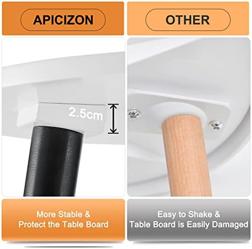 APICIZON Round Side Table White and Black, Small Coffee End Table for Living room, Bedroom, Small Space, Wooden Bedside Table, Easy Assemble, 42(D) x 51(H) cm