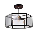 glasdachziegel frankfurter pfanne Lichtquelle: LED Omped American Retro Deckenleuchte Lampe kreative Restaurant Bar Cafe Industrial Wind sechs Winkel Glasdach Lampe