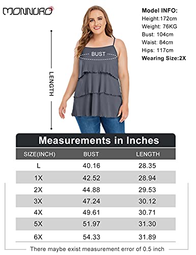 Monnuro Women's Plus Size Maternity Clothing Nursing Tank Tops Tiered Cami Shirts For Breastfeeding(Deep Grey,4X) #TOP6