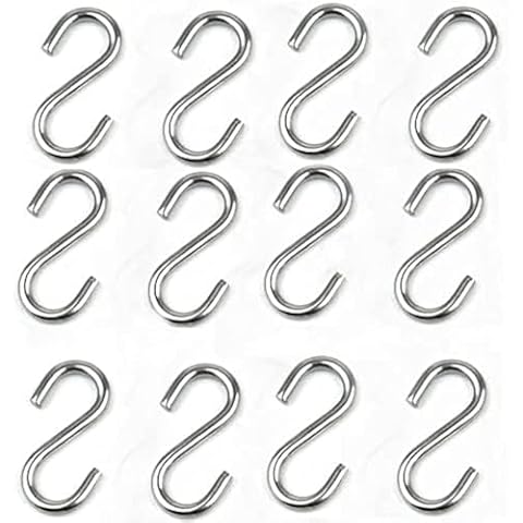 JY-MARINE S Hooks 316 Stainless Steel Marine Grade Heavy Duty S Shaped Hooks Metal Hooks for Hanging Hammock Stand Swing Plants Utility Hooks 60mm Long 6mm Thickness,12pieces Cover