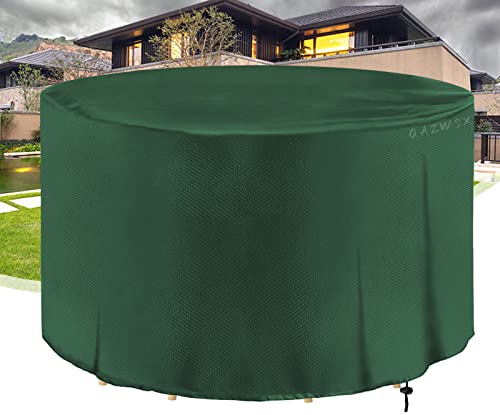 Funda redonda impermeable para mesa de jardín de ratán para muebles de patio al aire libre, protección Oxford 420D, resistente al viento y anti circular, color verde, 79 pulgadas de diámetro x 49