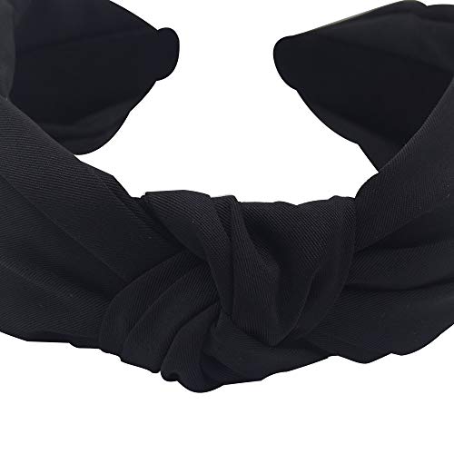 Mhdgg 1Pcs Knotted Headbands For Women Turban Headbands For Women Wide Headbands For Women Knot Headband Solid Colors Hair Knotted Hair Band For Women Headwear,Black #TOP4