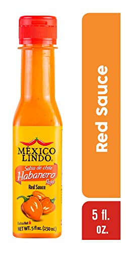 Mexico Lindo Red Habanero Hot Sauce | Real Red Habanero Chili Pepper | 78,200 Scoville Level | Enjoy With Mexican Food, Seafood & Pasta | 5 Fl Oz Bottle (Pack Of 1) #TOP1