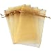 ZXUY 60 Pcs Sheer Organza Drawstring Pouches Gift Bags Gold Color 6x9 Inches