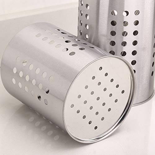 Kitchen Utensil Holder Stainless Steel Round Hole Cooking Tools Holder for Kitchen Home and Office, Silver - Image 4