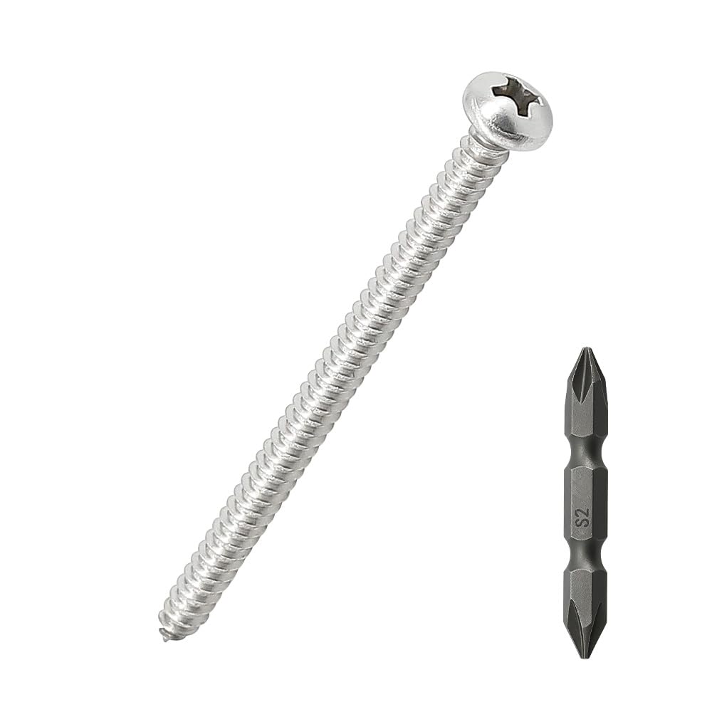 50 pcs #8 x 2-1/2 Phillips Pan Head Self-Tapping Sheet Metal Screws 304 SS