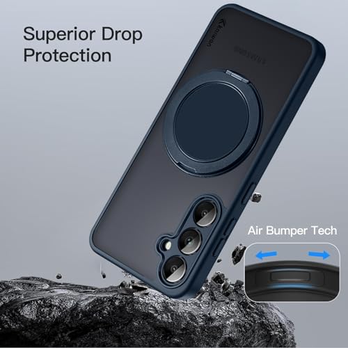 Image of KARWAN Tough Shockproof Armor Back Case Cover Compatible with Samsung Galaxy A35 with 360 Degree Rotation Magnetic Attraction Ring Holder Heavy Duty Rugged Case with Magnetic MagEase Wireless Charging