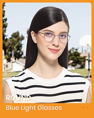 Image of Cyxus Blue Light Blocking Glasses Round Metal Frame Computer Glasses | Blue light blocking glasses featuring round metal frame, comfortable fit and versatile use for work, study and entertainment