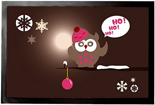 1art1 Noël La Petite Madame Chouette Chante Ho Ho Ho Paillasson Essuie-Pieds 60x40 cm