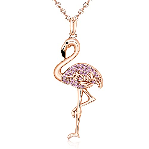 Flamingo Necklace Halloween Skeleton Cat Necklace Turtle Axolotl Hummingbird Necklaces for Women 925 Sterling Silver Cute Animal Jewelry Christmas Gifts