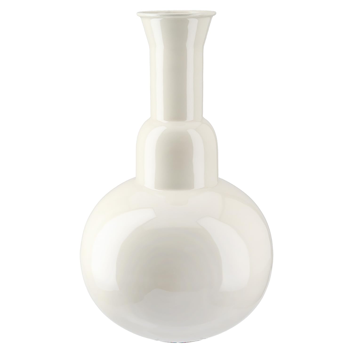 GILDE Filu Metal Vase - Shiny Cream - Height 36 cm x Width 23 cm - Decorative Vase