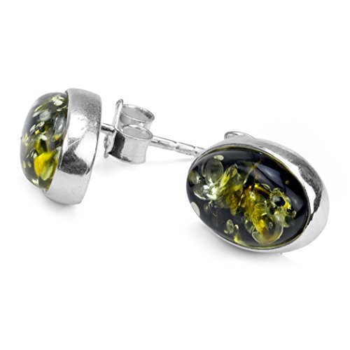 Ian and Valeri Co Green Amber Sterling Silver Oval Stud Earrings2