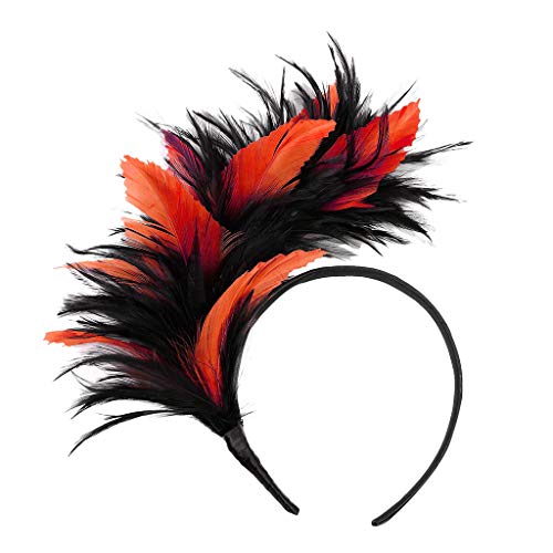 Glücksvogel 20er Jahre Stirnband Feder Haarreif Haarband Damen Mädchen Haarschmuck Haarreif Eleganter Fascinator mit Federn Blumen Kopfbedeckung Braut Hochzeit Party Karneval Fasching Partyhut Cover