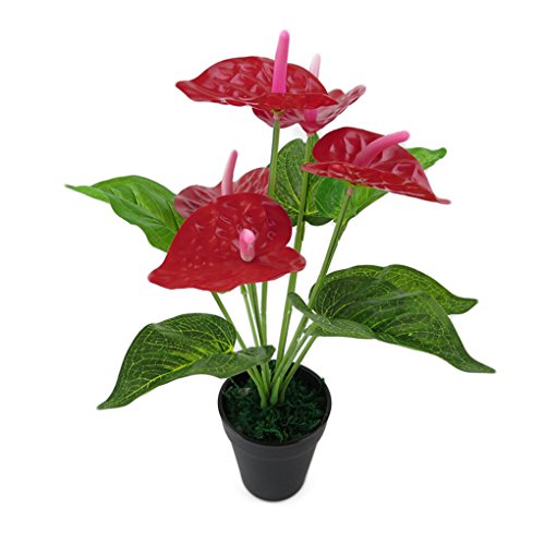 super1798 1Pc Artificial Plants Red Anthurium Fake Flowers Home Indoor Decoration
