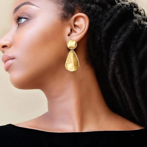 Womens Gold and Silver Mixed Metal Geometric Chunky Dangle Earrings 18k Gold Plated Trendy Silvery Two-Tone Long Lasting Minimalist Fashion Jewelry (golden) - image 3