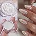 2Pcs Chrome Nail Powder Aurora Pearl Moonlight White Rubbing on Powder Shell Mirror Pigment Nail Art Supplies Decoration Pink Pigment Dip Powder Nail Kit