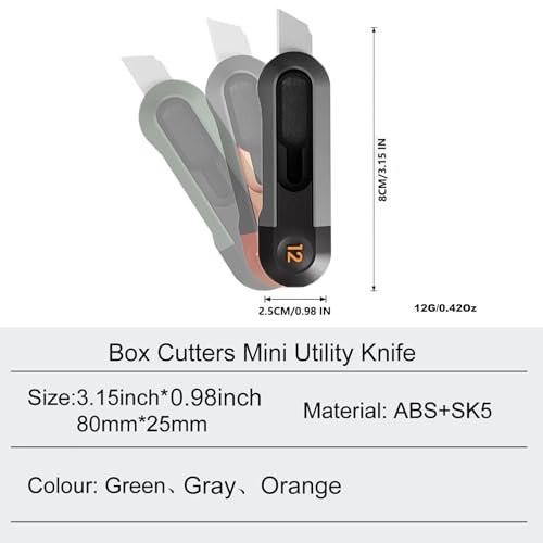 Image of Small Utility Knife, 3PCS Box Cutters, Retractable Letter Opener, Sharp Cartons Cardboard Cutter Razor Knife for Travel and DIY, Smooth Mechanism Perfect for Office and Home Use