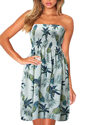 Image of Zyyfly Womens Summer Beach Dresses Strapless Cover Ups Dress Tube Top Sundresses