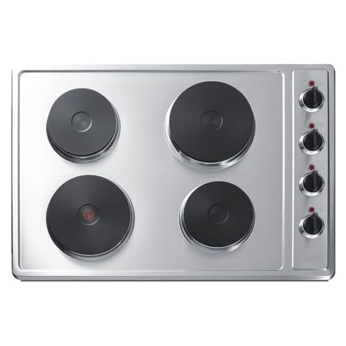 Summit CSD4B300 30” Wide 230V 4-Burner Solid Disk Cooktop, Total 5500W, Durable Cast-Iron, Stainless-Steel Surface, Indicator Light, Push to Turn Knob, ADA Compliant (30-Inch)