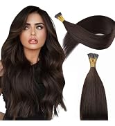 KiiKiiGirl Remy I Tip Hair Extensions Human Hair 20 Inch #2 Dark Brown Itip Human Hair Extensions...