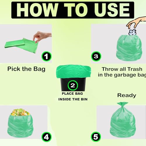 Image of Ella Premium Garbage Bags | Small | 17 x 19 Inches | Green Color | 180 Count | 30 Bags x 6 Packets | Strong & Durable Dustbin Trash Bags for Home, Kitchen & Office | Ideal for Dry & Wet Waste