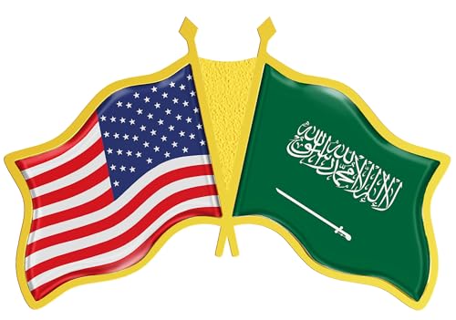 USA and Saudi Arabia Crossed Flag Lapel Pin | American Saudi National Friendship Souvenir Gifts for Men & Women | US Saudi Arabian Double Flag Patriotic Pins for Hat, Tie, and Backpack (1pc)