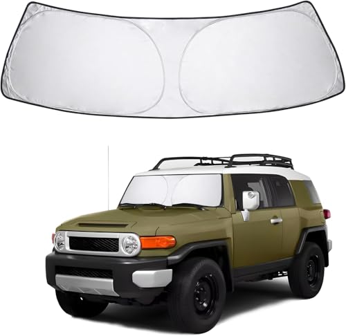 Image of Proadsy 2026 Upgrade Front Windshield Sun Shade Foldable Sunshade Protector Custom Fit 2007-2014 FJ Cruiser Sport Utility Accessories