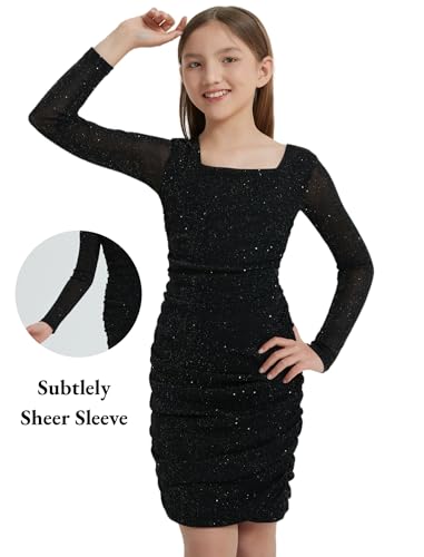 EXARUS Girls Formal Long Sleeve/Spaghetti Strap Dress Teen Party Dance Tween Juniors Tight Cute Bodycon Short Dresses - Image 6