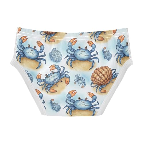 CHIFIGNO Boy Briefs Cotton Underwear Printed Breathable Toddler Boys Brief Underwear, Cute Blue Crabs Cartoon2
