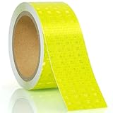 AOOWU Reflektierendes Klebeband Fluoreszierende Gelb, 10m x 5cm Wasserdicht Reflektorband, Hochintensives Selbstklebend Warnband Markierungsband, Conspicuous Warning Tape für Fahrzeuge,Autos,Anhänger