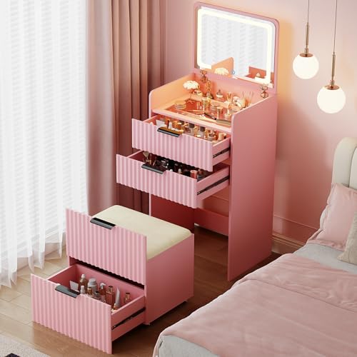 MDGC 3-in-1 Small Vanity Desk with Flip Top Mirror and