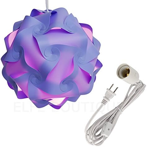 Puzzle Lights with Cord, Home Decoration Assembly Jigsaw Puzzle Lamp Shade Kit with 12' Hanging Lantern Cord with On/Off Switch, M Size (Purple)